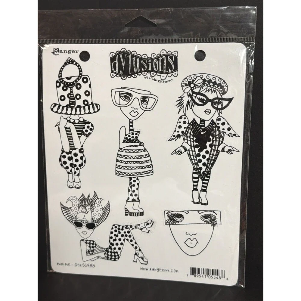 Dylusions Stamp set Ranger Mini ME odd weird quirky kitsch stamps red rubber
